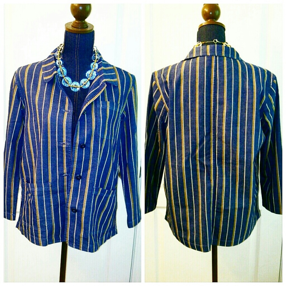 💎NEW Velvet Heart Striped Jean Jacket